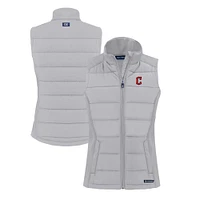 Women's Cutter & Buck  Gray Cleveland Guardians Evoke Hybrid Eco Softshell Recycled Full-Zip Vest