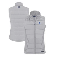 Women's Cutter & Buck  Gray Los Angeles Dodgers Evoke Hybrid Eco Softshell Recycled Full-Zip Vest