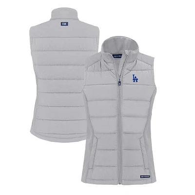 Women's Cutter & Buck  Gray Los Angeles Dodgers Evoke Hybrid Eco Softshell Recycled Full-Zip Vest