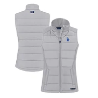 Women's Cutter & Buck  Gray Los Angeles Dodgers Evoke Hybrid Eco Softshell Recycled Full-Zip Vest
