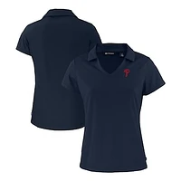 Women's Cutter & Buck  Navy Philadelphia Phillies Daybreak Eco Recycled V-Neck Polo