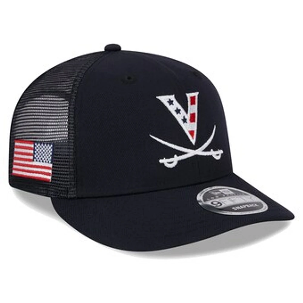 Men's New Era Navy Virginia Cavaliers Red, White & Hoo Low Profile Trucker 9FIFTY Adjustable Hat