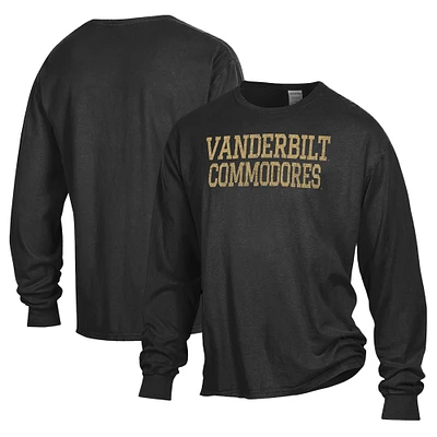 Men's Comfort Wash  Black Vanderbilt Commodores Long Sleeve T-Shirt