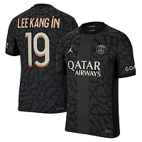 Men's Jordan Brand Lee Kang Anthracite Paris Saint-Germain 2023/24 Third Match Authentic Player Jersey