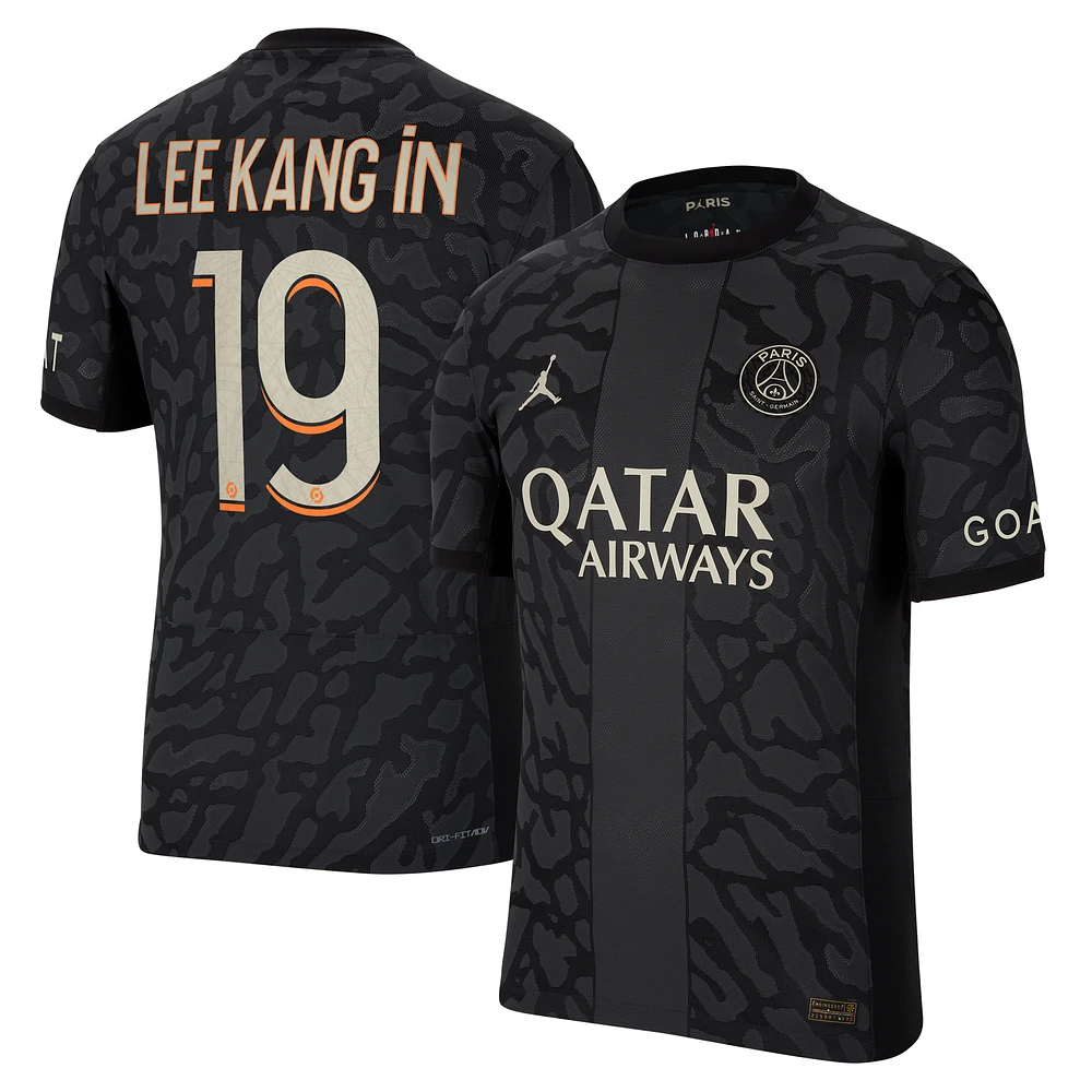 Men's Jordan Brand Lee Kang In Anthracite Paris Saint-Germain 2023/24 Third Match Authentic Player Jersey