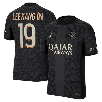 Men's Jordan Brand Lee Kang In Anthracite Paris Saint-Germain 2023/24 Third Match Authentic Player Jersey