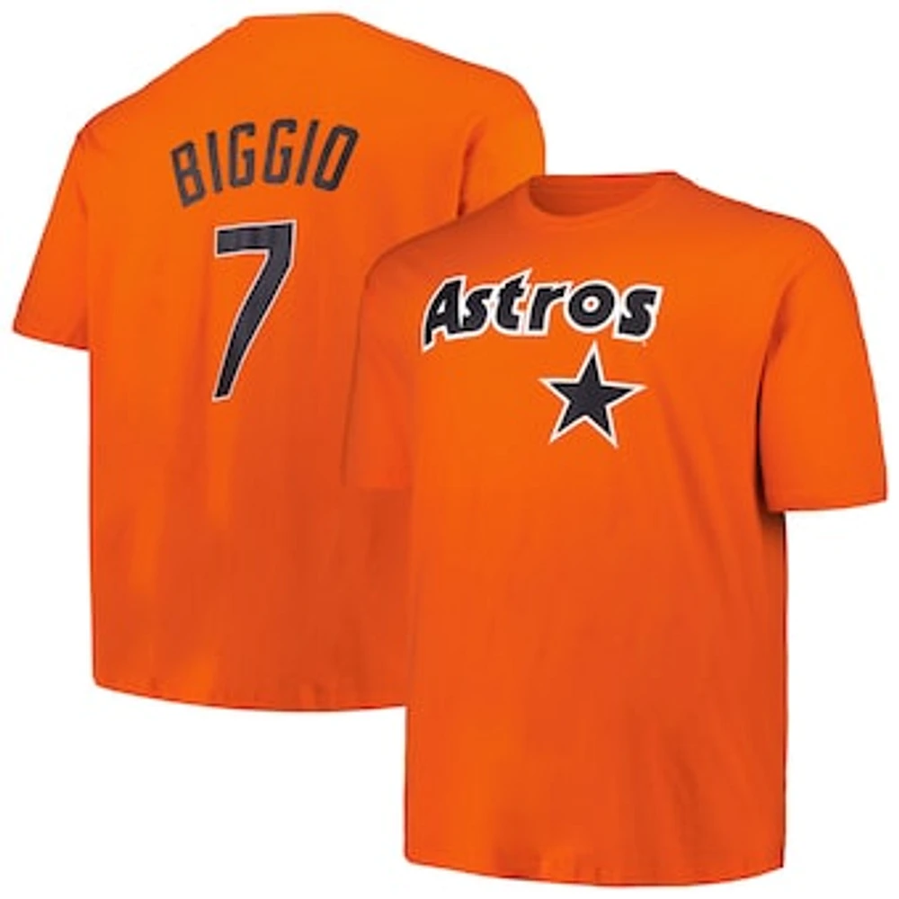 Men's Profile Craig Biggio Orange Houston Astros Big & Tall Cooperstown Collection Player Name Number T-Shirt