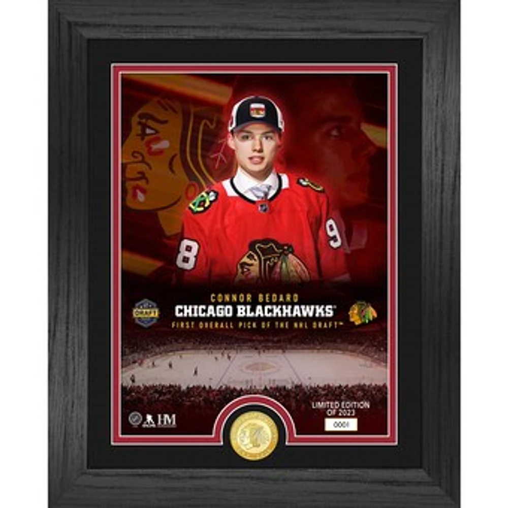 Highland Mint Connor Bedard Chicago Blackhawks 13'' x 16'' NHL Draft Bronze Coin Photo Mint