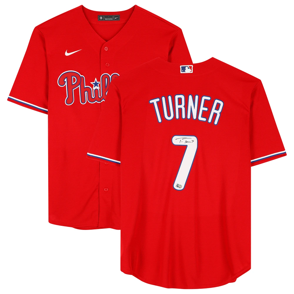 Trea Turner Philadelphia Phillies Autographed Red Nike Replica Jersey