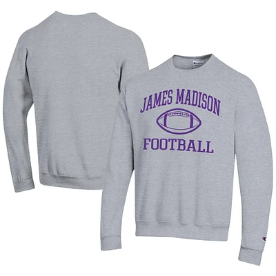 Men's Champion Gray James Madison Dukes Football Powerblend Pullover Sweatshirt