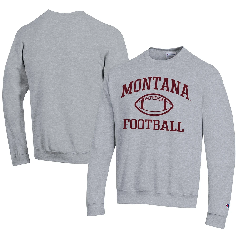 Men's Champion Gray Montana Grizzlies Football Powerblend Pullover Sweatshirt