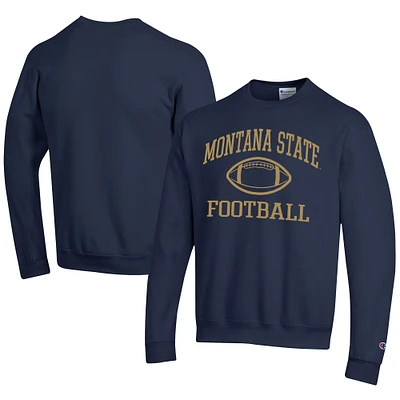 Men's Champion Navy Montana State Bobcats Football Powerblend Pullover Sweatshirt