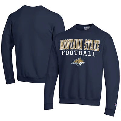 Men's Champion  Navy Montana State Bobcats Football Powerblend Pullover Sweatshirt