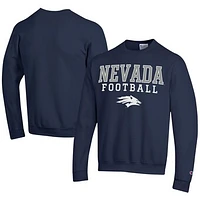 Men's Champion  Navy Nevada Wolf Pack Football Powerblend Pullover Sweatshirt