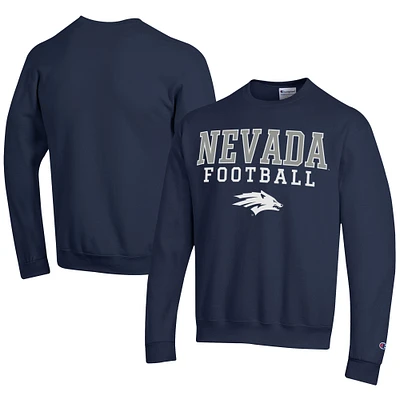 Men's Champion  Navy Nevada Wolf Pack Football Powerblend Pullover Sweatshirt