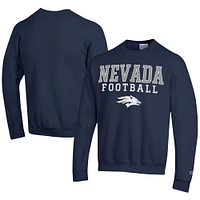 Men's Champion  Navy Nevada Wolf Pack Football Powerblend Pullover Sweatshirt