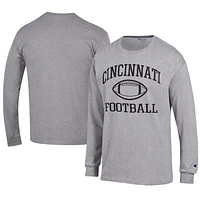 Men's Champion  Gray Cincinnati Bearcats Football Jersey Long Sleeve T-Shirt