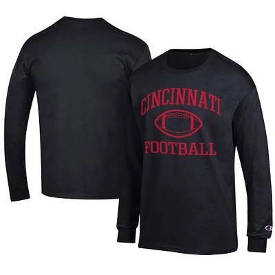 Men's Champion  Black Cincinnati Bearcats Football Jersey Long Sleeve T-Shirt