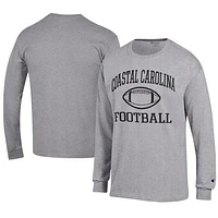 Men's Champion  Gray Coastal Carolina Chanticleers Football Jersey Long Sleeve T-Shirt