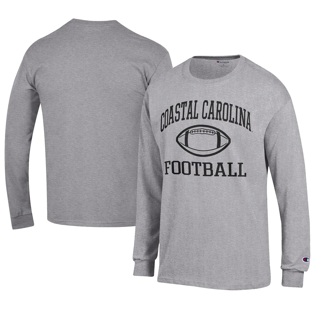 Men's Champion Gray Coastal Carolina Chanticleers Football Jersey Long Sleeve T-Shirt