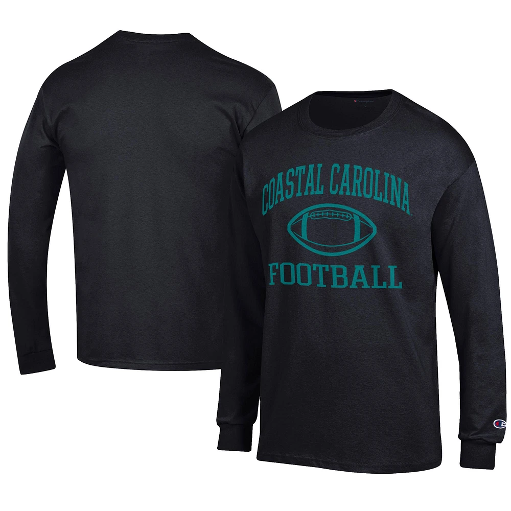 Men's Champion Black Coastal Carolina Chanticleers Football Jersey Long Sleeve T-Shirt