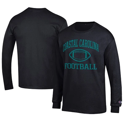 Men's Champion  Black Coastal Carolina Chanticleers Football Jersey Long Sleeve T-Shirt