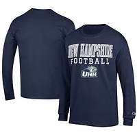 Men's Champion  Navy New Hampshire Wildcats Football Jersey Long Sleeve T-Shirt
