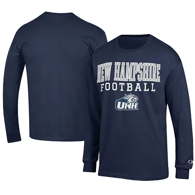 Men's Champion  Navy New Hampshire Wildcats Football Jersey Long Sleeve T-Shirt