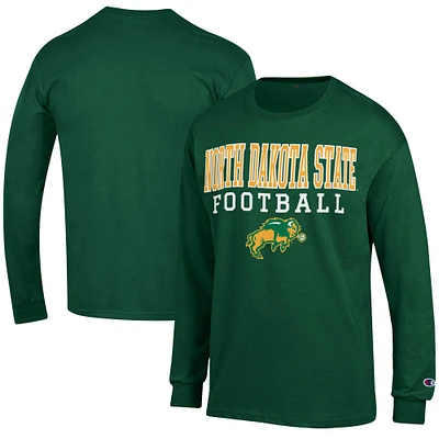 Men's Champion  Green NDSU Bison Football Jersey Long Sleeve T-Shirt