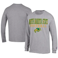 Men's Champion  Gray NDSU Bison Football Jersey Long Sleeve T-Shirt