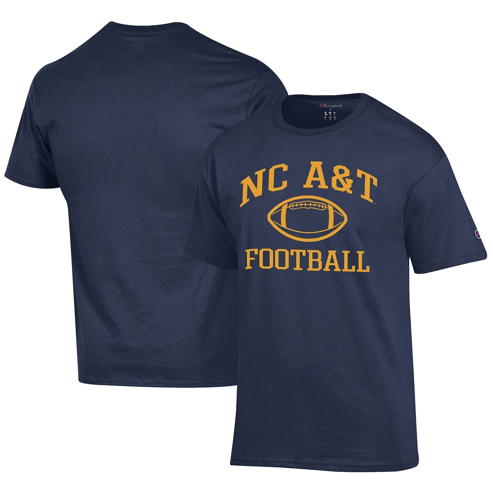 Men's Champion Navy North Carolina A&T Aggies Football Jersey T-Shirt