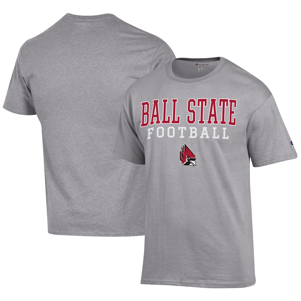 Men's Champion Gray Ball State Cardinals Football Jersey T-Shirt