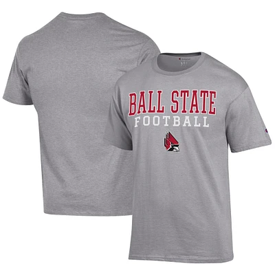 Men's Champion  Gray Ball State Cardinals Football Jersey T-Shirt