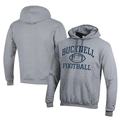 Men's Champion Gray Bucknell Bison Football Eco Powerblend Pullover Hoodie