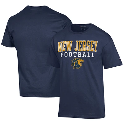 Men's Champion  Navy College of New Jersey Lions Football T-Shirt