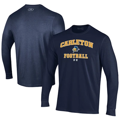 Men's Under Armour  Navy Carleton Knights Football Performance Long Sleeve T-Shirt