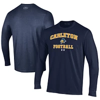 Men's Under Armour  Navy Carleton Knights Football Performance Long Sleeve T-Shirt