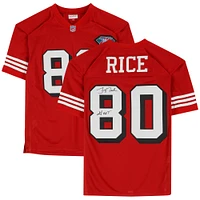 Jerry Rice San Francisco 49ers Autographed Red Mitchell & Ness Authentic Jersey with "GOAT" Inscription