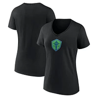 Women's Fanatics  Black Seattle Sounders FC  Primary Logo V-Neck T-Shirt
