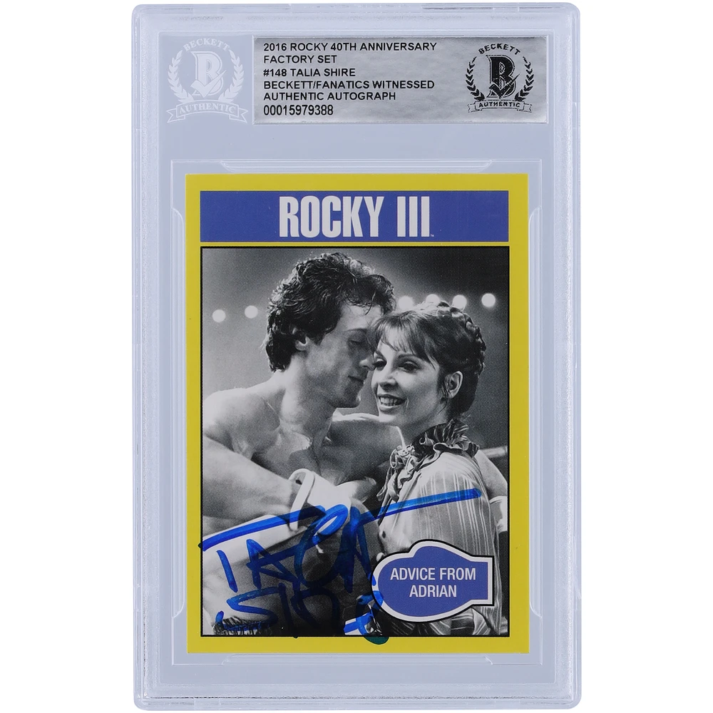 Talia Shire Rocky III Autographed 2016 Topps Rocky 40th Anniversary Factory Set #148 Beckett Fanatics Witnessed Authenticated Card