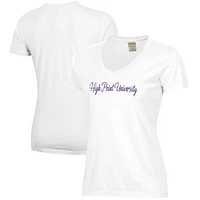 Women's  White High Point Panthers Script Logo Comfort Wash V-Neck T-Shirt