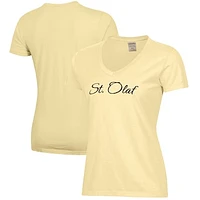 Women's  Yellow St. Olaf Oles Script Logo Comfort Wash V-Neck T-Shirt