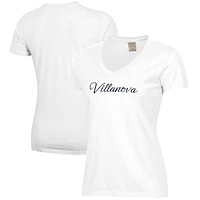 Women's  White Villanova Wildcats Script Logo Comfort Wash V-Neck T-Shirt