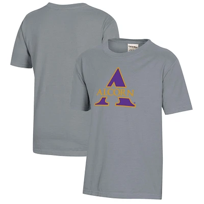 Youth  Gray Alcorn State Braves Logo Comfort Wash T-Shirt