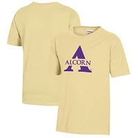 Youth  Gold Alcorn State Braves Logo Comfort Wash T-Shirt