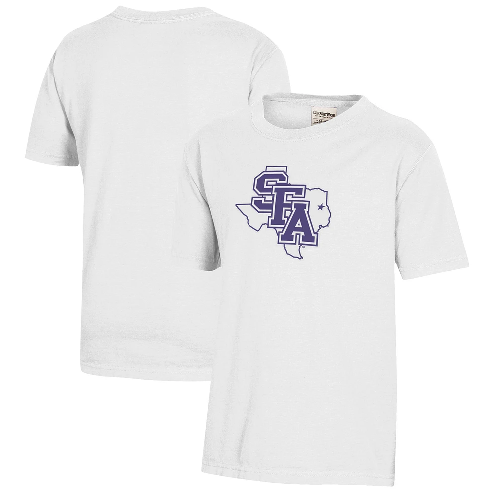 Youth  White Stephen F Austin Lumberjacks Logo Comfort Wash T-Shirt