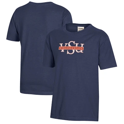 Youth  Heather Navy Virginia State Trojans Logo Comfort Wash T-Shirt