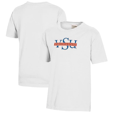 Youth  White Virginia State Trojans Logo Comfort Wash T-Shirt