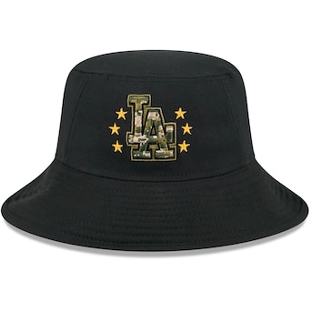 Men's New Era  Black Los Angeles Dodgers 2024 Armed Forces Day Bucket Hat