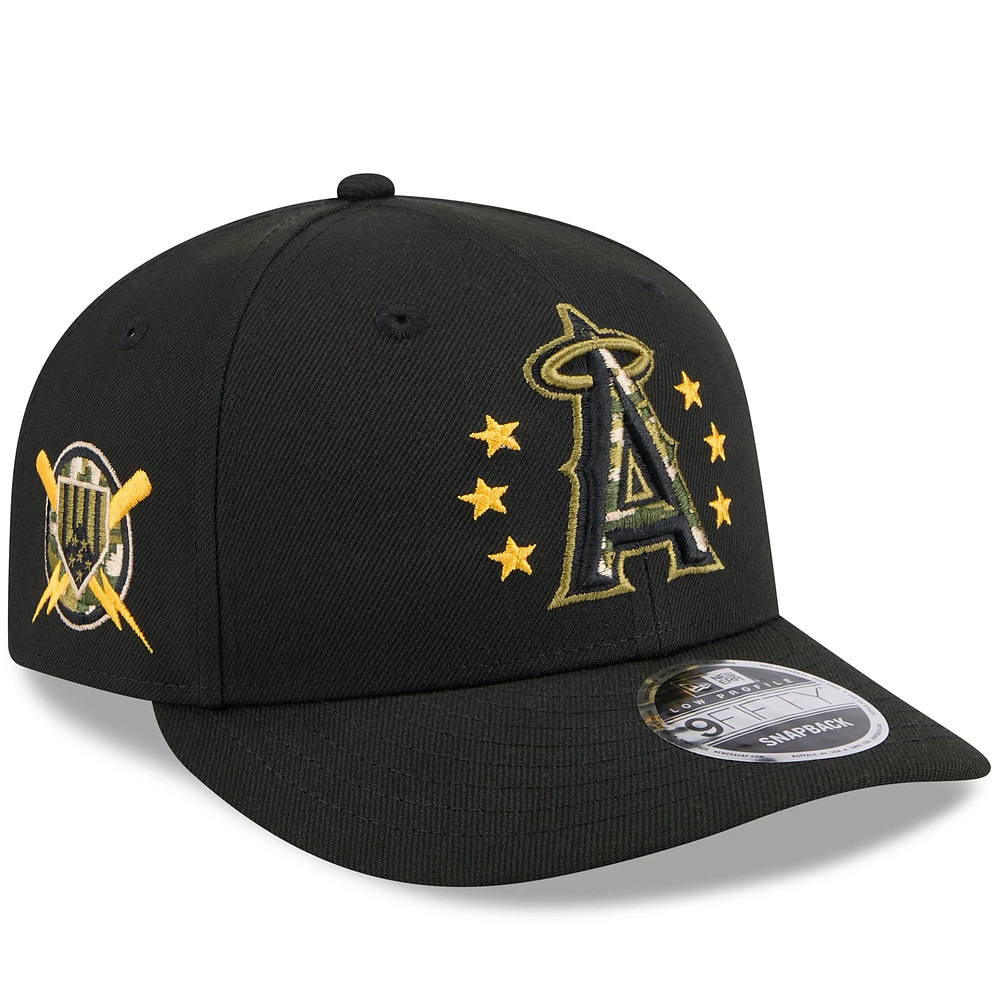 Men's New Era  Black Los Angeles Angels 2024 Armed Forces Day Low Profile 9FIFTY Snapback Hat